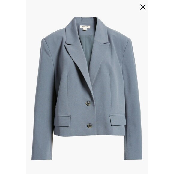 Open Edit Crop Blazer Blue Weather - Picture 2 of 7